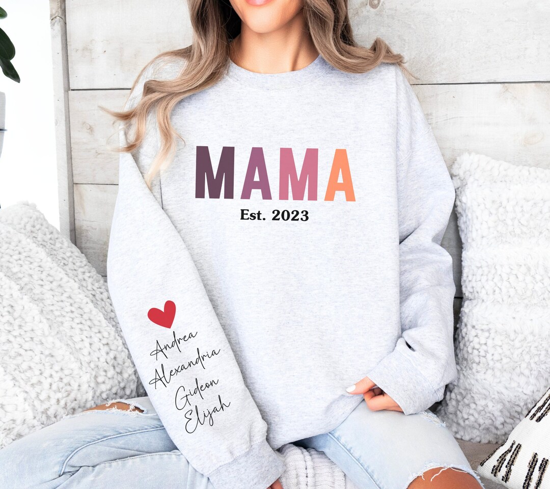 thumbnail image 2 of Personalized Embroidered 'Mama EST' Sweatshirt - Custom Gift For Mom For Christmas, Birthday Or Mother's Day 2 of 5