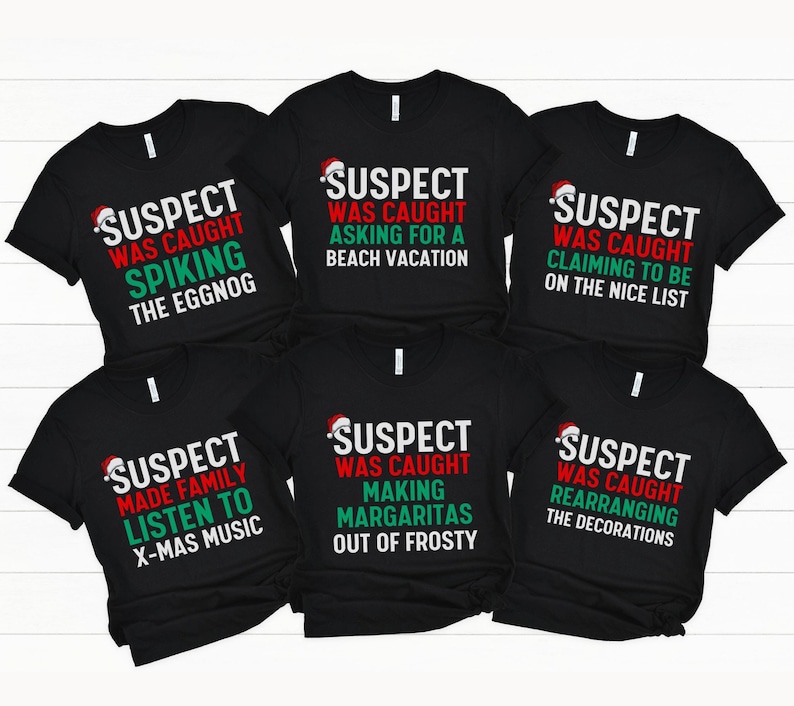 Suspect Christmas Shirt Matching Family Christmas Pajamas Matching Funny Group Holiday PJs Family Matching Pyjamas Group Matching Christmas