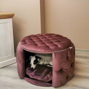 Champagne crushed velvet dog bed on sale