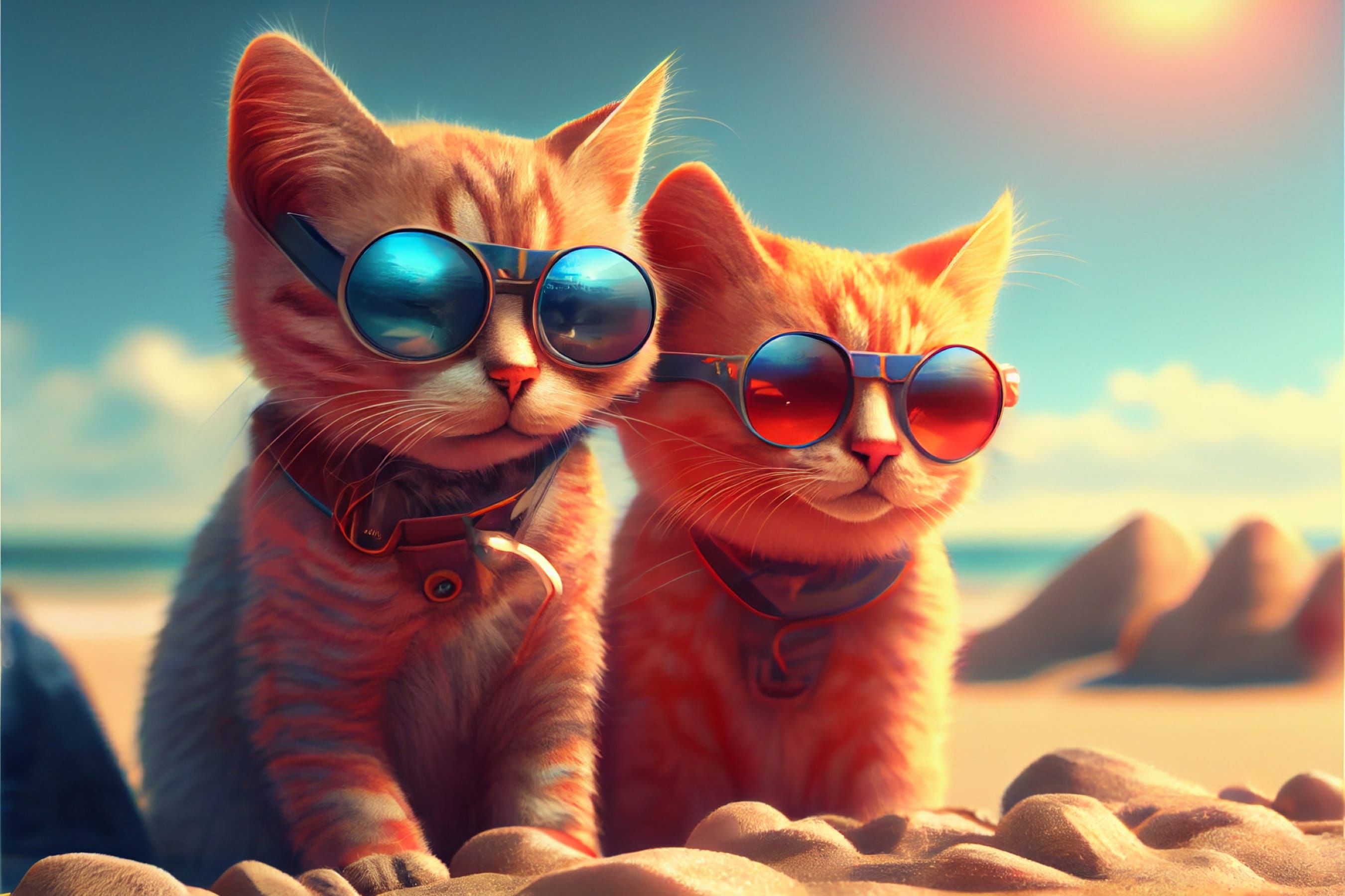 Two Cats Wearing Sunglasses