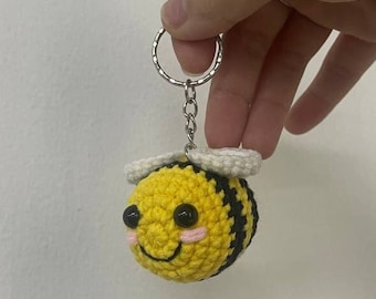 Cute Crochet Bee Keychain, Bee Keyring, Bee Amigurumi, Crochet Keyring, Bee Bag Charm, Handmade Bee Keychain