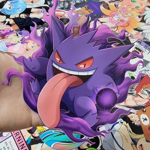 Pokemon Evil Gengar Smiling Face Reflective Decorative StickersHorror  Expression Stickers on Car RearWindshield Waterproof Funny