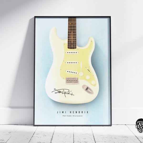 Jimi Hendrix's Fender Startocaster Signed Illustration – Hand-drawn Guitar Poster B2 | Wall Art, Digital, Print, Poster, Gift, Decoration,