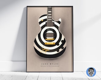 Zakk Wylde Bullseye Les Paul Guitar Illustration Art Print