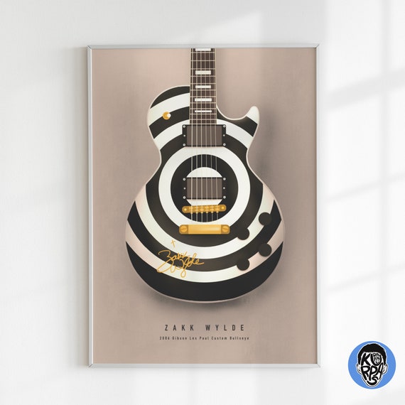 Zakk Wylde Bullseye Les Paul Guitar Illustration Art Print