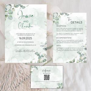Editable Minimalist Wedding Invitation Template Bundle, Modern Invite Suite, RSVP Cards, Elegant Printable Details Set, Instant Download