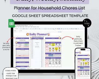 Productivity Pro Planner: Daily Weekly Google Sheet Template (Digital Download