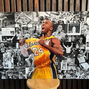 Kobe Bryant Custom Collage | Wood Canvas Coated In Resin Epoxy | Athlete Art | UV Protected & Made To Last A Lifetime | Handmade With Love