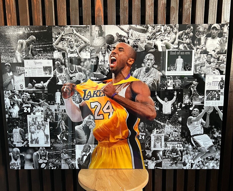 Kobe Bryant Custom Collage Wood Canvas Coated in Resin Epoxy Etsy