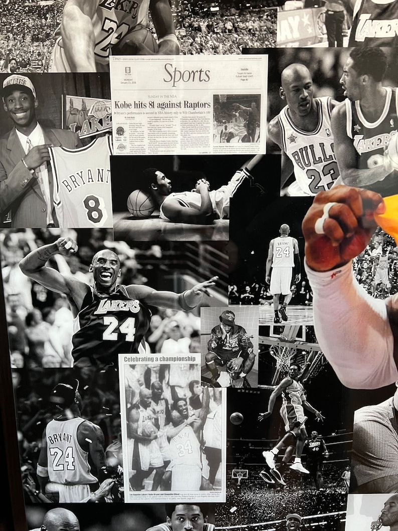 Kobe Bryant Custom Collage Wood Canvas Coated in Resin Epoxy Athlete