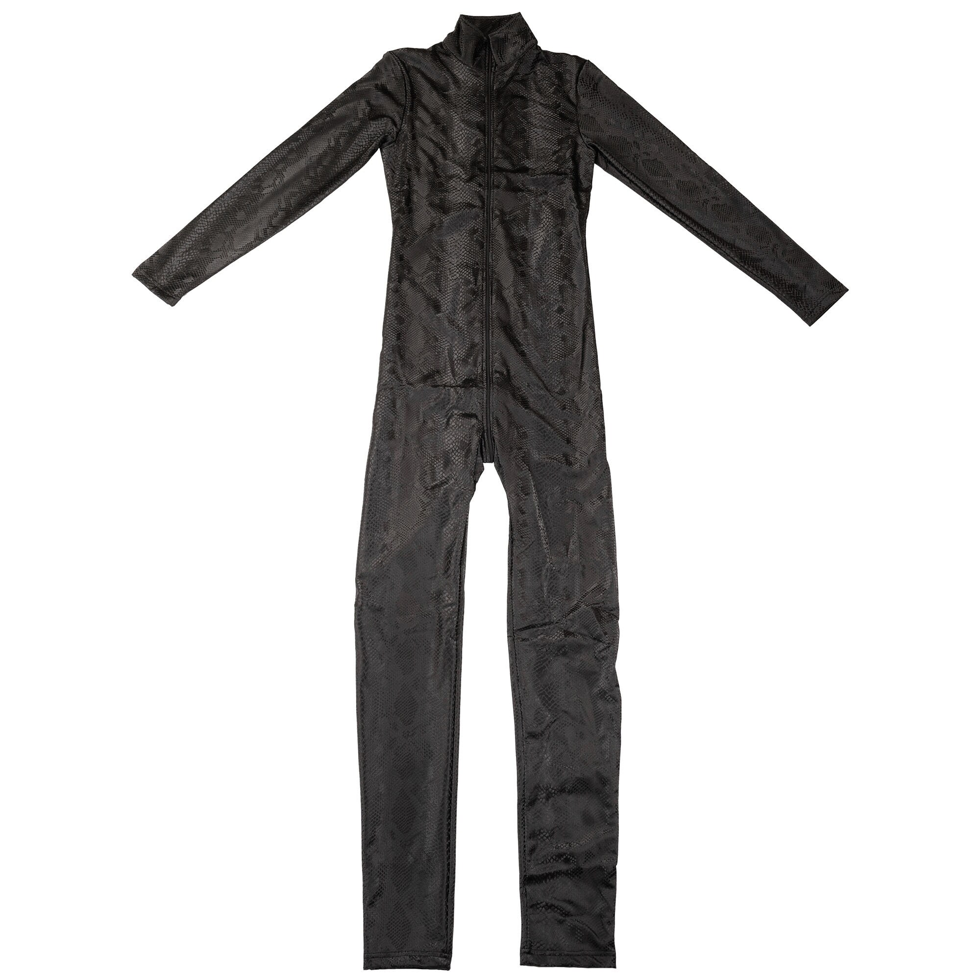 BAGEVI Tuta Intera In Latex Donna Sexy Abbigliamento Erotico Wetlook Della Biforcazione Della Zip Zip A Doppio Cursore Catsuit,Nero,3XL - Foto 9