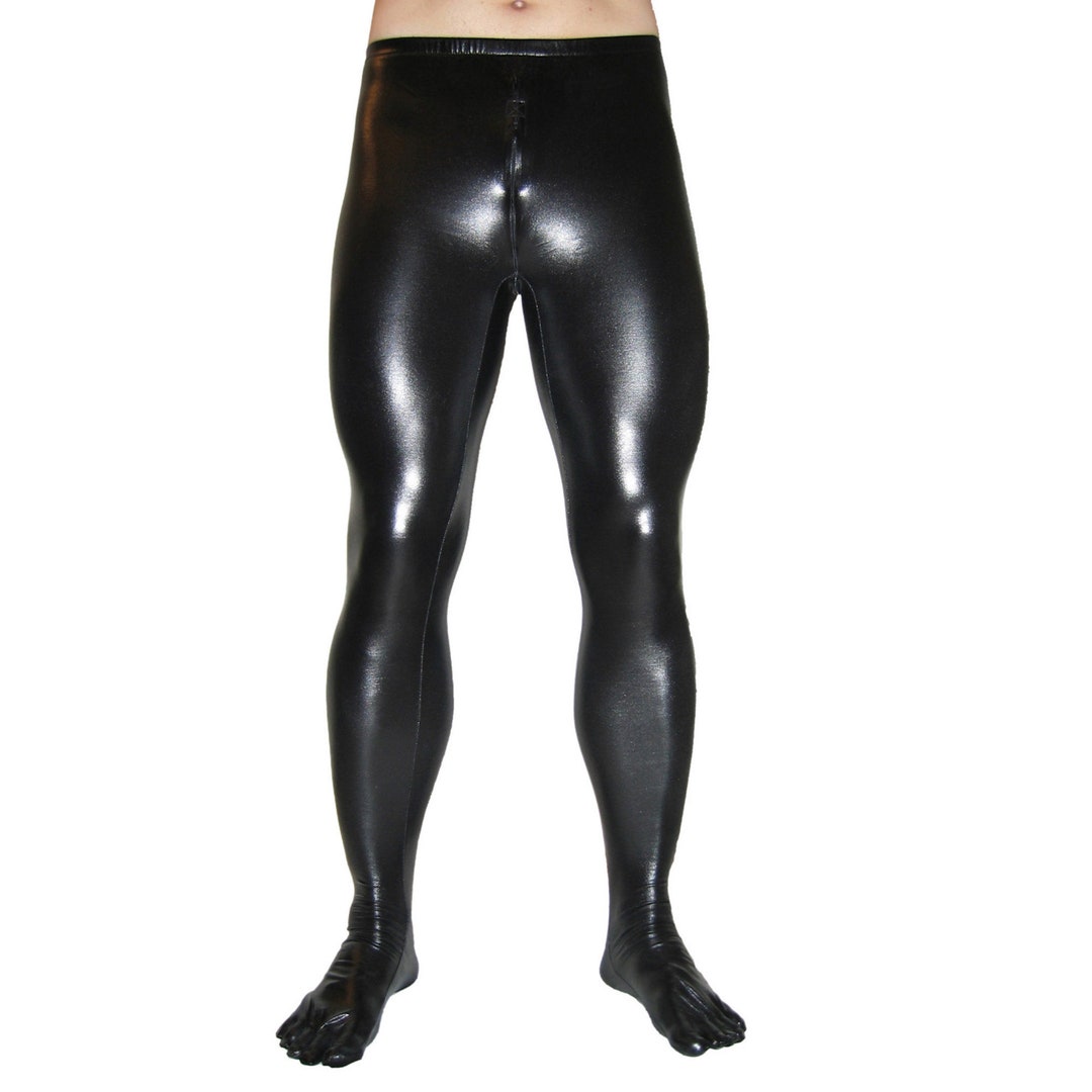 Rubberfashion Glänzende Leggings Wetlook Glanz Leggins Mit Schritt