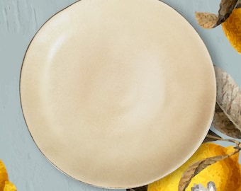 Assiette plate en céramique couleur crème - Assiette en grès couleur crème