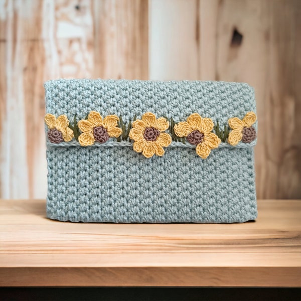 Patron crochet pdf - Pochette fleurs sauvages