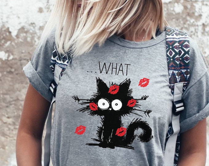 Featured listing image: Valentines Day "What" Cat Tee