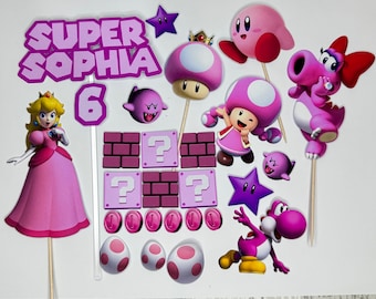 Princess Peach Cake Topper / Princess Peach Cake Charm/ Super Mario Cake Topper Girl / Super Mario Cake Charm Girl / Super Mario Pink Cake