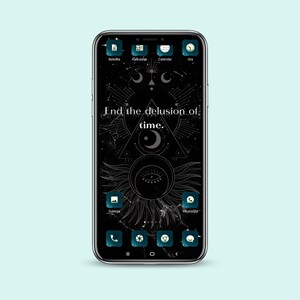 Phone Wallpaper Instant Download Sun Moon Phases Stars Astrology Celestial Theme Downloadable Png File Inspirational Quote Time Delusion