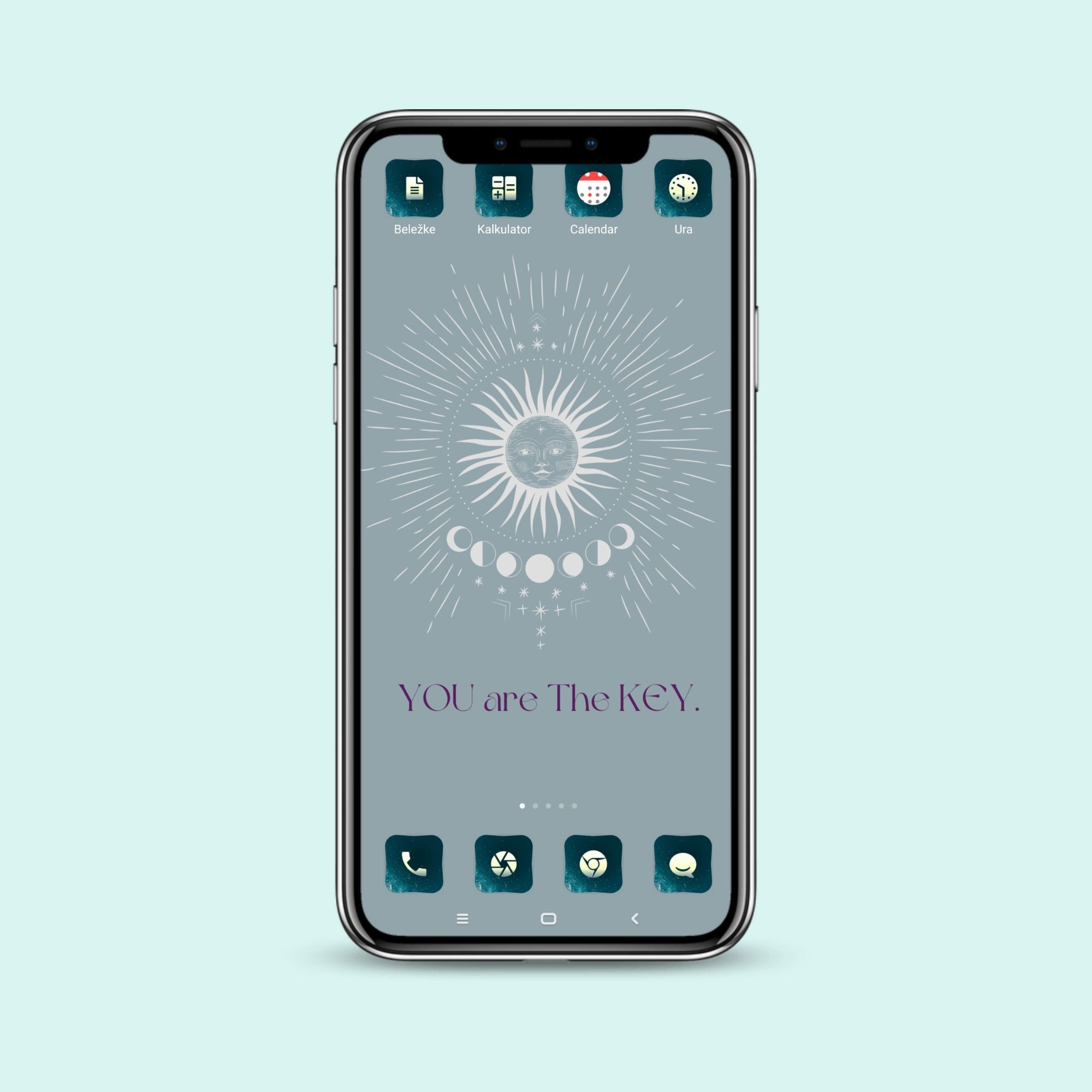 Mobile Phone Background Instant Downloadable Inspiring Quote You Are The Key Sun Moon Phases Blue Scene Png File Iphone Android Wallpaper