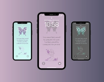 A Set Of 3 Iphone Android Wallpapers, Celestial Oracle Woman Butterfly Theme, Instant Downloadable Mobile Paper Everyday Motivational Quote