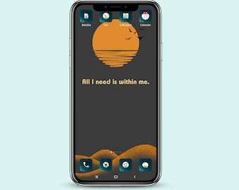 Phone Wallpaper Minimalist Sunset Digital Mountains Instant Download Inspirational Quote Png File All I Need Is Within Me Graphic File Birds