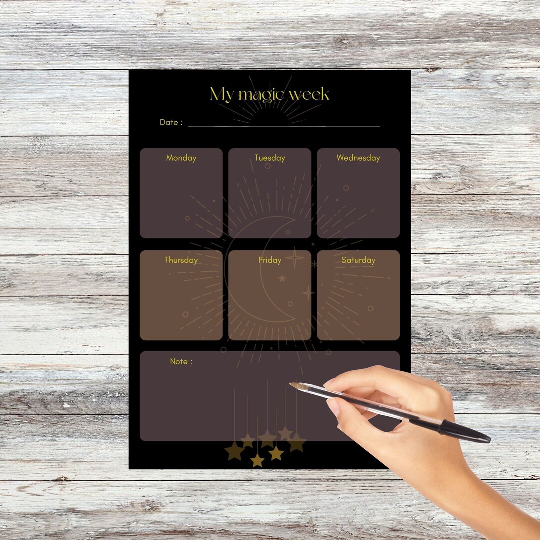Weekly Planner Digital My Magic Week Astrology Theme Downloadable Moon ...
