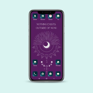 Phone Wallpaper Digital Downloadable Moon Phases Astrology Sun Purple Background Png File Nothing Exists Outside Of Now Inspiration Quote