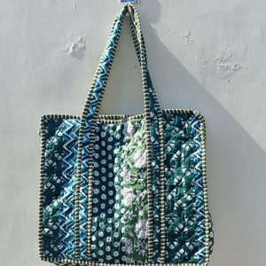 Sac fourre-tout vert avec fermeture éclair sac fait main boho matelassé lager coton fourre-tout femme sac de voyage sac de demoiselle d'honneur femme sac fourre-tout