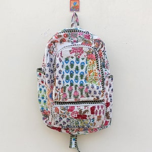 Sac à dos en patchwork matelassé en coton, sac pour ordinateur indien indien en coton, sac à dos fourre-tout bohème hippie en coton, sac fourre-tout en patchwork de coton, sac réversible