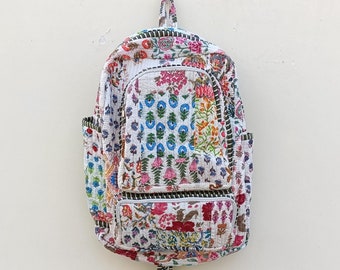 Cotton Quilted Patchwork Backpack: Bohemian Laptop Bag