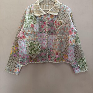 Handmade Patchwork Quilted Cotton Jacket, Boho Style Women's Wear