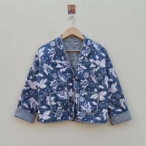 Beautiful Kimono Style Jacket 100% Cotton Handmade Reversible Light Weight Quilted Short Jacket Women Wear New Style Coat Gift For Her