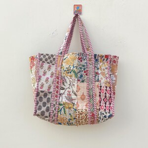 Beige Patchwork Einkaufstasche, Einkaufstasche gesteppt, große Markttasche, Frauen Hand Tasche, Baumwolltasche, Beige Patchwork