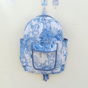 New Fabric Cotton Quilted Backpack Handmade Block Printed Reversible Backpack Women Shoulder Backpack Eco Friendly Sustainable Backpack