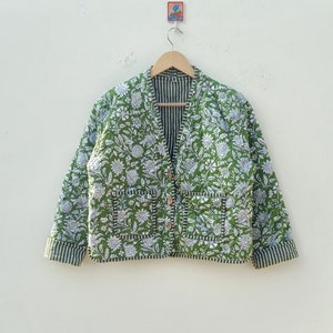 Cotton New Style Cotton Flower Jacket, Quilted Reversible Jacket For Women Bohemian Style Jacket Coat Collar Indian Boho Jacket