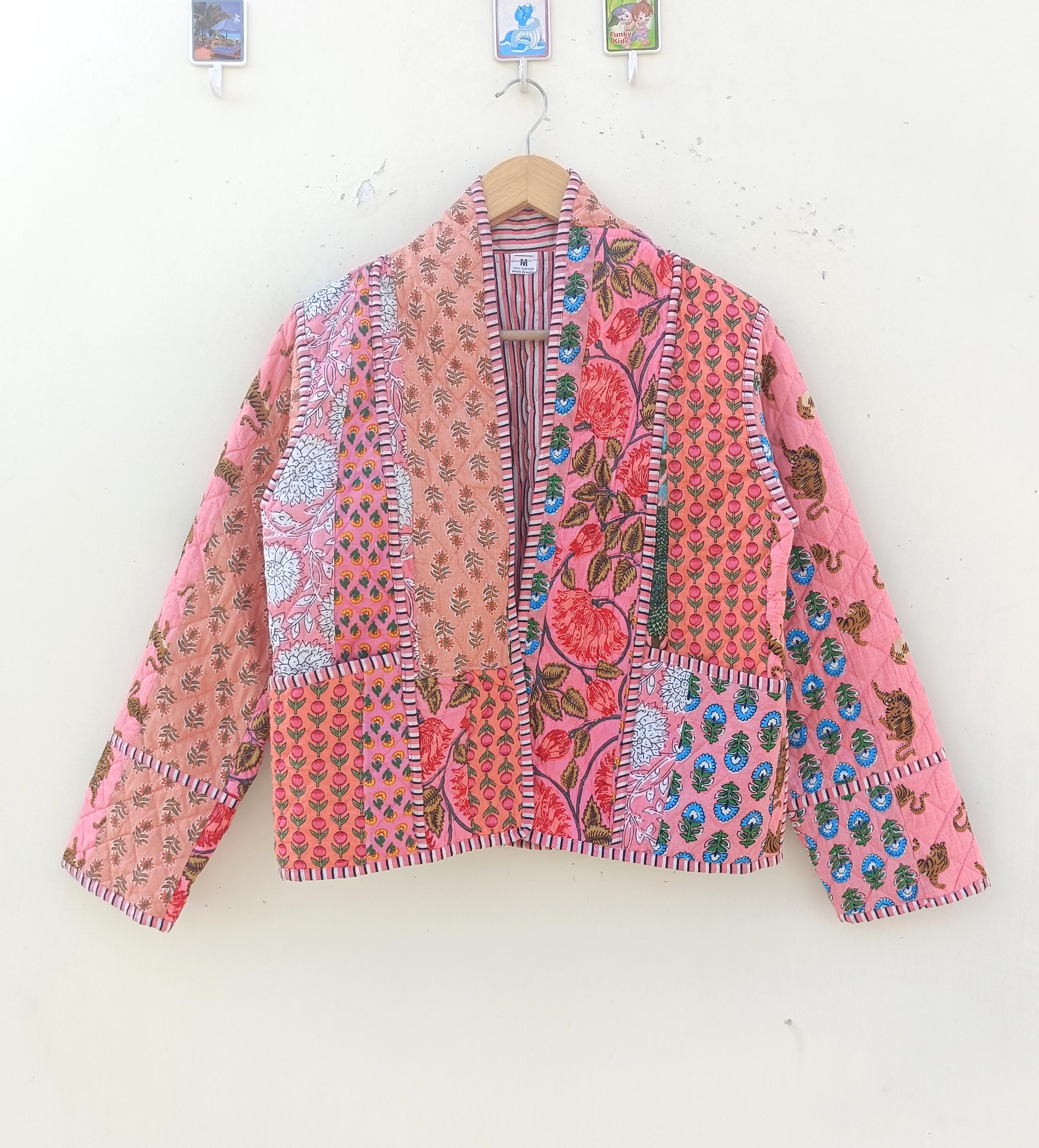 ジャケット・アウター vintage ethnic reversible cotton jacket Patchwork Cotton Quilted Jacket Bohemian Winter Wear Coat