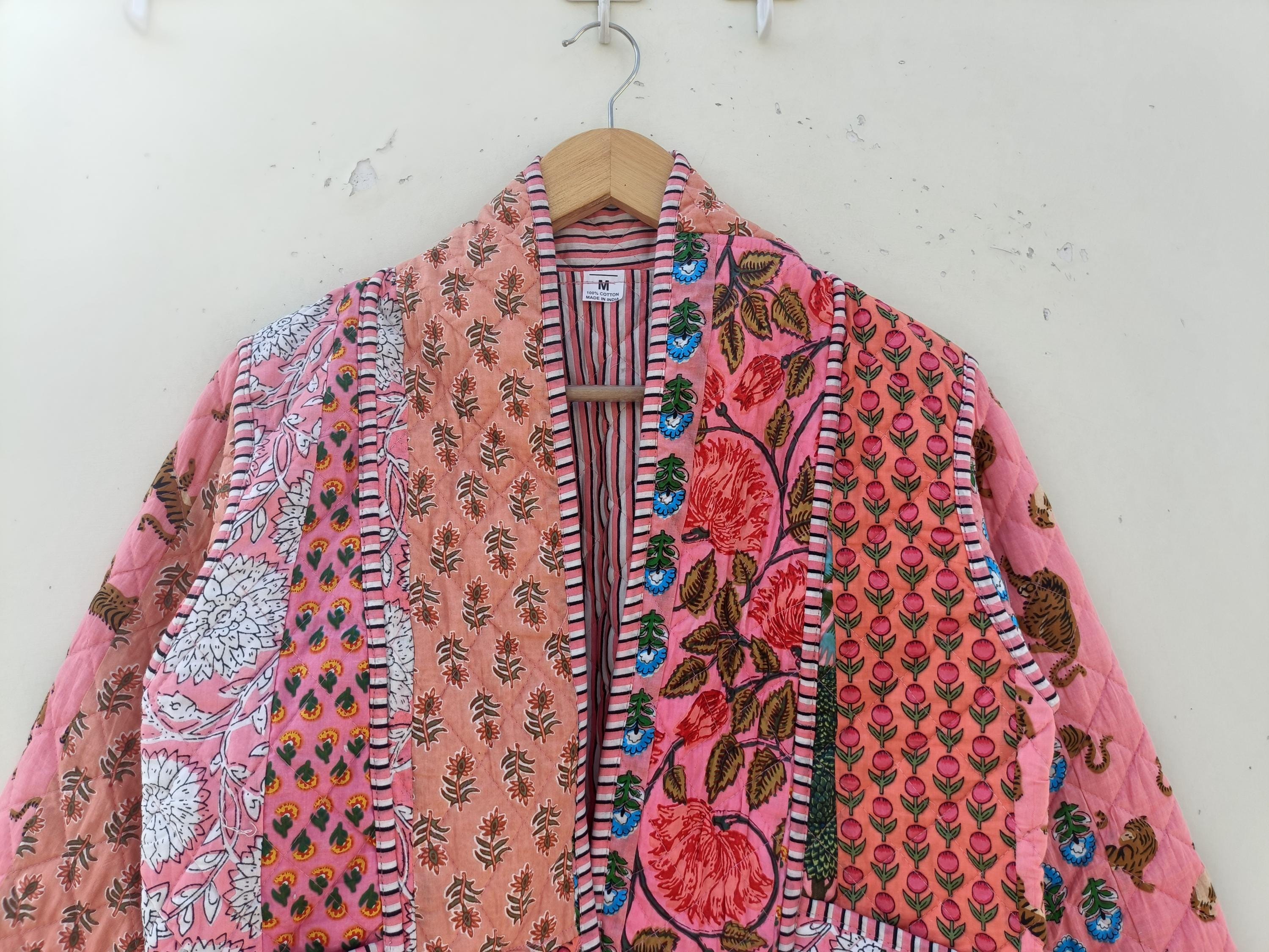Handmade Indian Cotton Patchwork Quilted Jacket Block