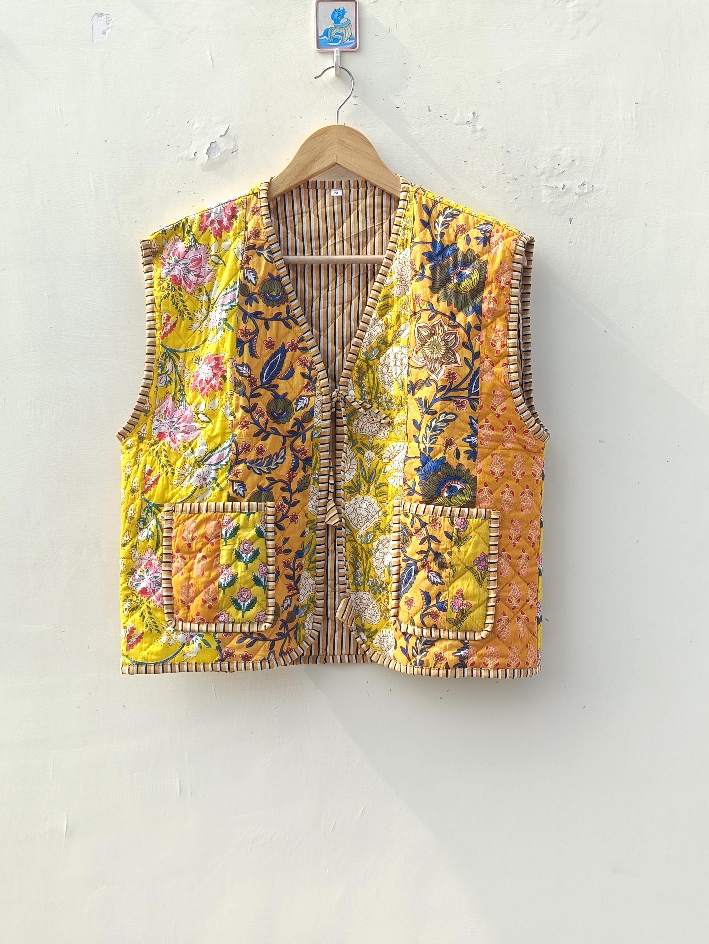 Handmade Cotton Quilted Vest, Floral Patchwork, Boho Style - Etsy
