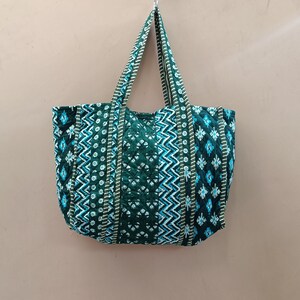 Handmade Cotton Quilted Tote bag Printed Ethnic Market Bag, Beach To Office Versatility
