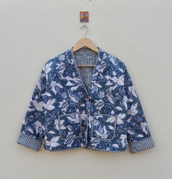 Beautiful Kimono Style Jacket 100% Cotton Handmade Reversible