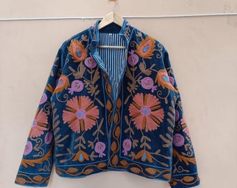 Velvet TNT Embroidery Suzani Jacket : Handmade Suzani Coat