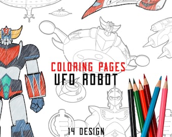 Digitale kleurplaten van een UFO-robot | Grendizer-mecha, Duke Fleed-omtrek