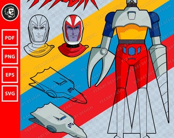 Getter 02 SVG: Getter Robo vectorkunst, zwart-wit, kleur (digitale download)