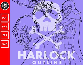 Harlock Set Outline SVG | Space Pirate Captain Harlock, Arcadia, Albator (Digital Download)