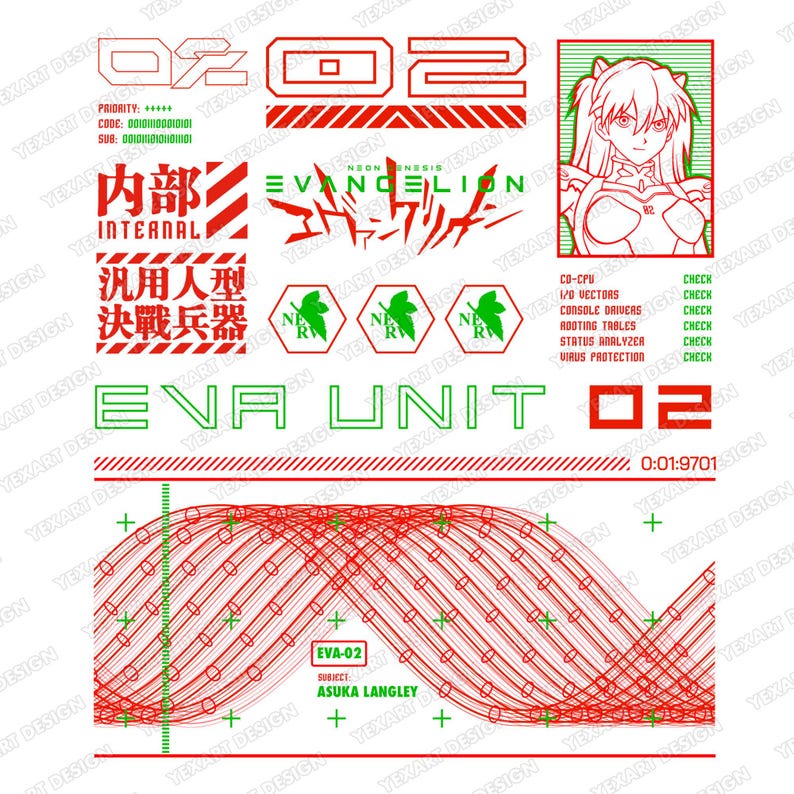 Evangelion Interface 02 | eva02 svg, vector file, neon genesis evangelion, eva unit 02 pdf, eva02 eps, png, svg, pdf, digital download image 3