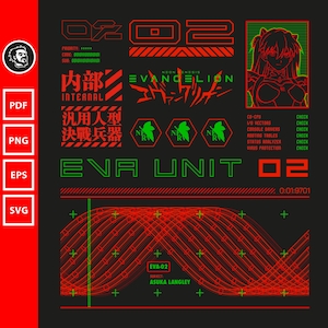 Evangelion Interface 02 | eva02 svg, vector file, neon genesis evangelion, eva unit 02 pdf, eva02 eps, png, svg, pdf, digital download