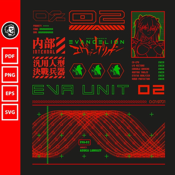Evangelion Interface 02 | eva02 svg, vector file, neon genesis evangelion, eva unit 02 pdf, eva02 eps, png, svg, pdf, digital download