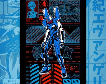 474 Eva Unit 00 Poster | mecha art, super robot art, neon genesis evangelion art, classic anime wall art,eva unit 00 poster, rei ayamami art