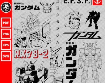 Set RX78 | rx78 svg, vector file, super robot, vector mobile suit, zeon svg, mobile suit svg, rx78 eps, png, svg, pdf, digital download