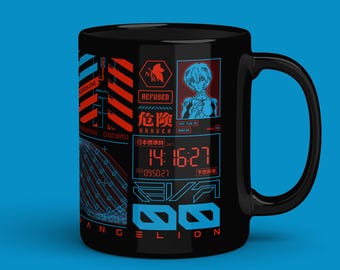 Eva 00 Mug 2.0 | evangelion coffee, eva unit 00 cup, classic anime, anime breakfast, rei ayanami anime, neon genesis evangelion ceramic mug