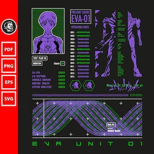 Evangelion Interface 01 | eva01 svg, vector file, vector neon genesis evangelion, eva unit 01 pdf, Shinji eps, png, svg, digital download